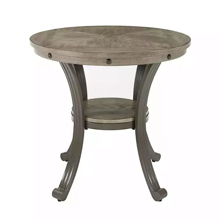 Ash Gray Round Nailhead Side Table