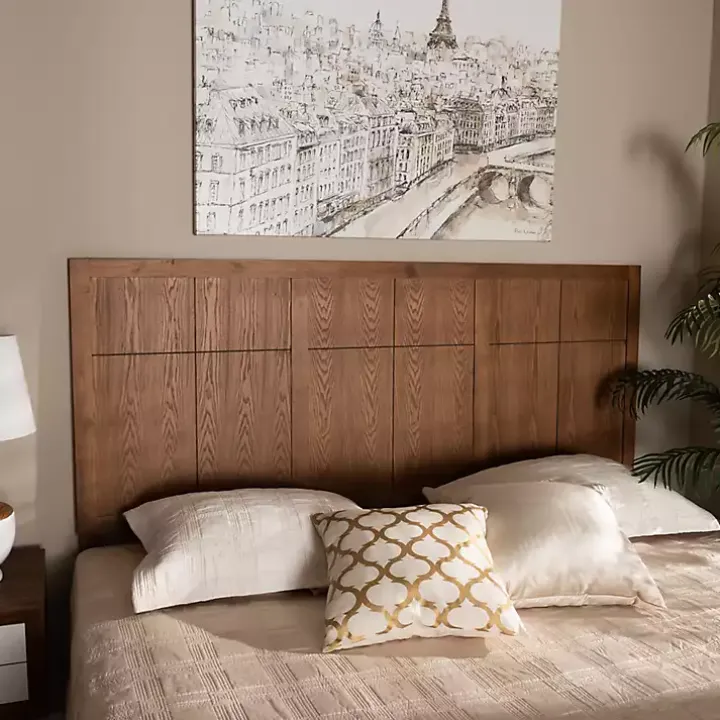 Ash Walnut Wood Panel King Headboard