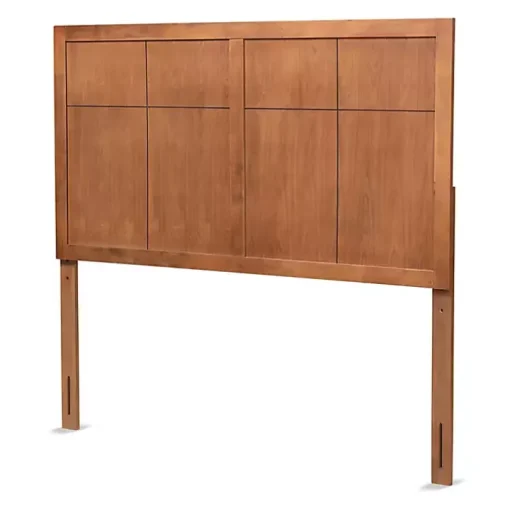 Ash Walnut Wood Panel Queen Headboard