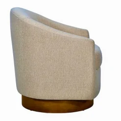 Ashton Tan Swivel Chair with Wood Base