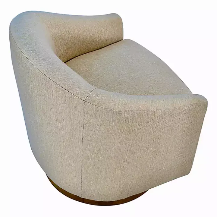 Ashton Tan Swivel Chair with Wood Base