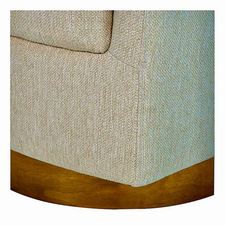 Ashton Tan Swivel Chair with Wood Base