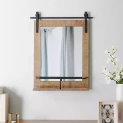 Barn Door Mirror with Shelf