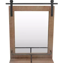Barn Door Mirror with Shelf