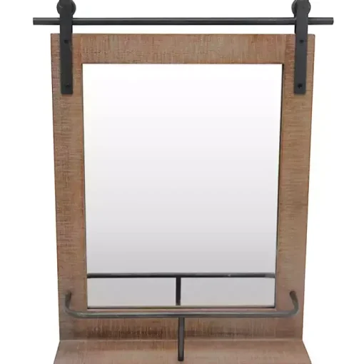 Barn Door Mirror with Shelf