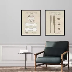 Baseball Patents Framed Art Prints, Set of 2