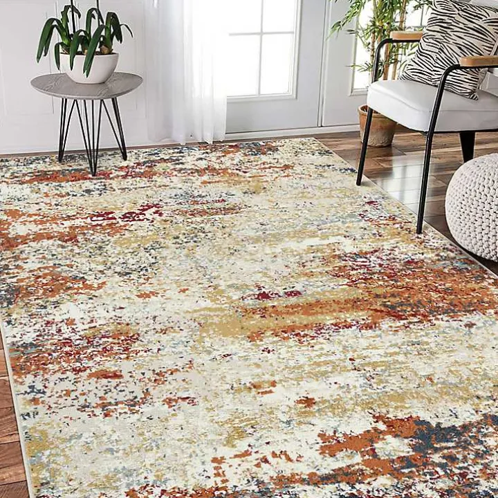 Bastia Ivory Orange Area Rug, 7x9
