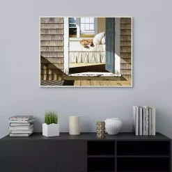 Beach House Dog Framed Canvas Art Print