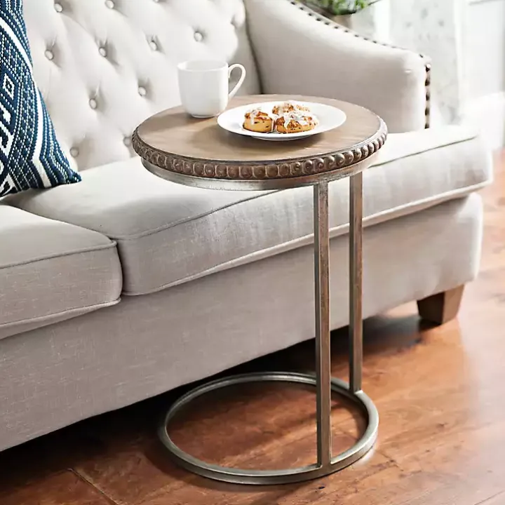 Beaded Round Wood C-Table