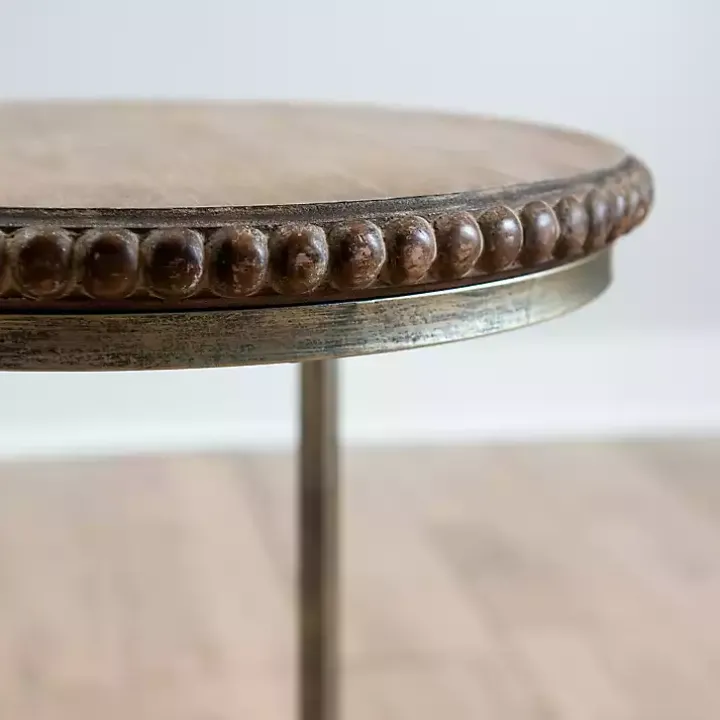 Beaded Round Wood C-Table