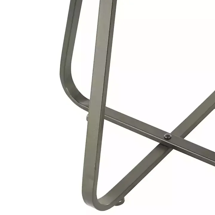 Beaded Wood Rattan Round Accent Table