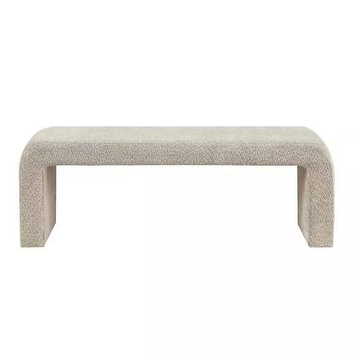 Beige Boucle Waterfall Bench, 52 in.
