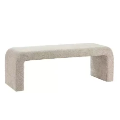 Beige Boucle Waterfall Bench, 52 in.