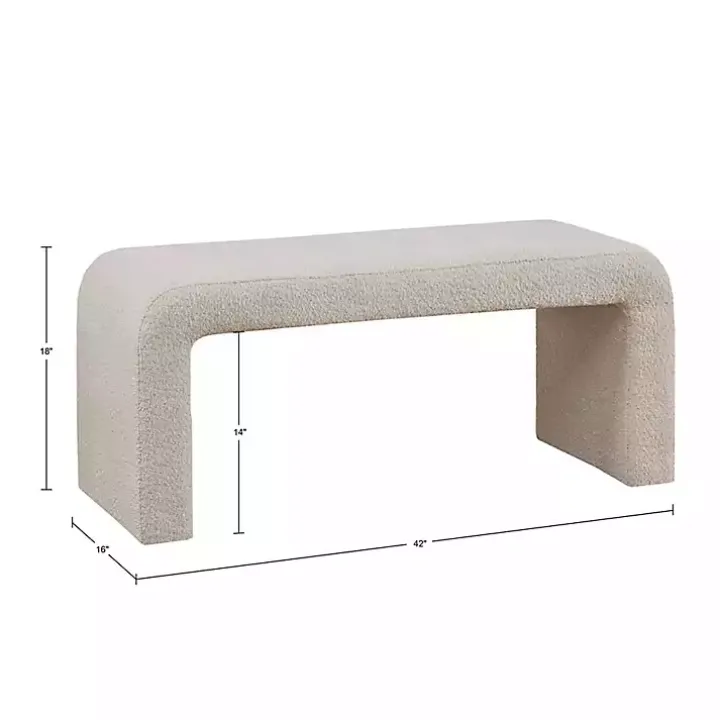 Beige Boucle Waterfall Bench