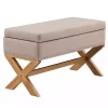 Beige Crossed Storage Ottoman