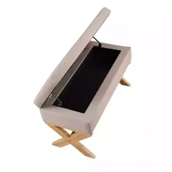 Beige Crossed Storage Ottoman