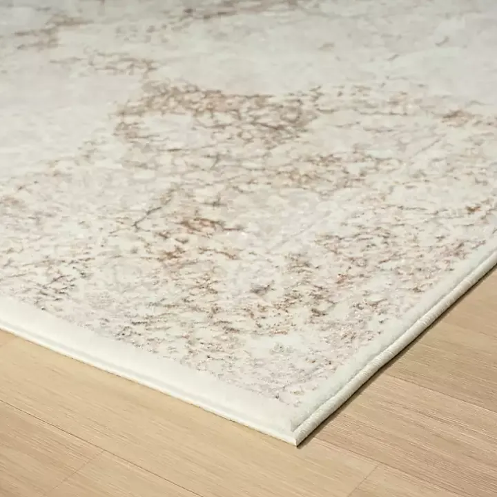 Beige Faded Damask Area Rug, 5x7