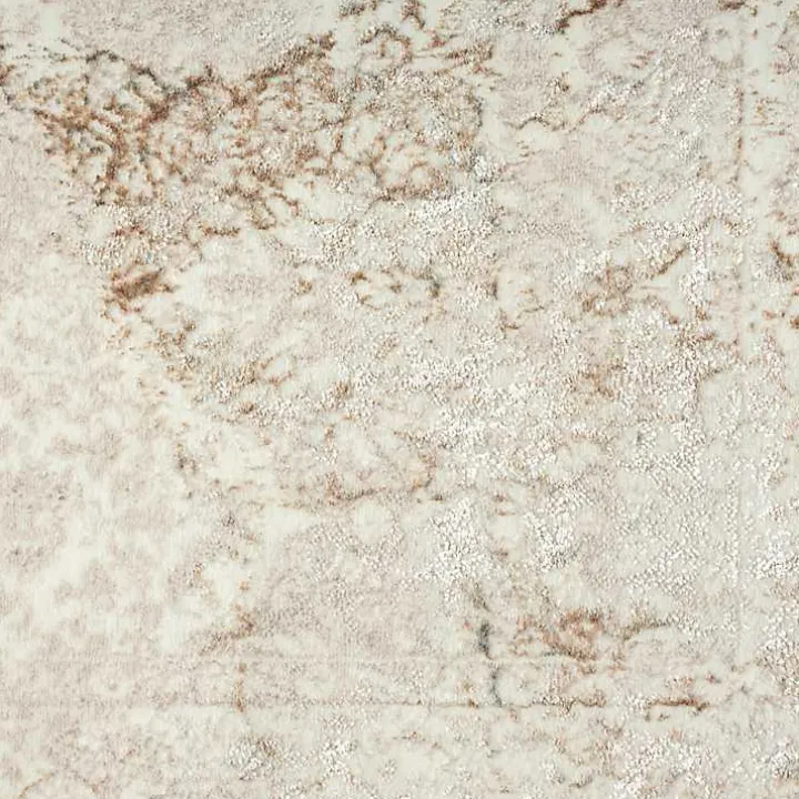 Beige Faded Damask Area Rug, 5x7