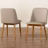 Beige Faux Leather Modern Dining Chairs, Set of 2