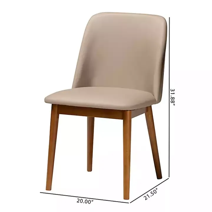 Beige Faux Leather Modern Dining Chairs, Set of 2