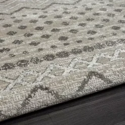 Beige Geometric Stripe Washable Area Rug, 7x9