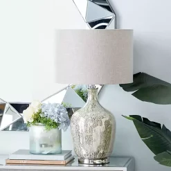 Beige Marbled Mercury Glass Table Lamp