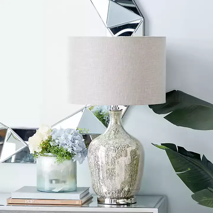 Beige Marbled Mercury Glass Table Lamp