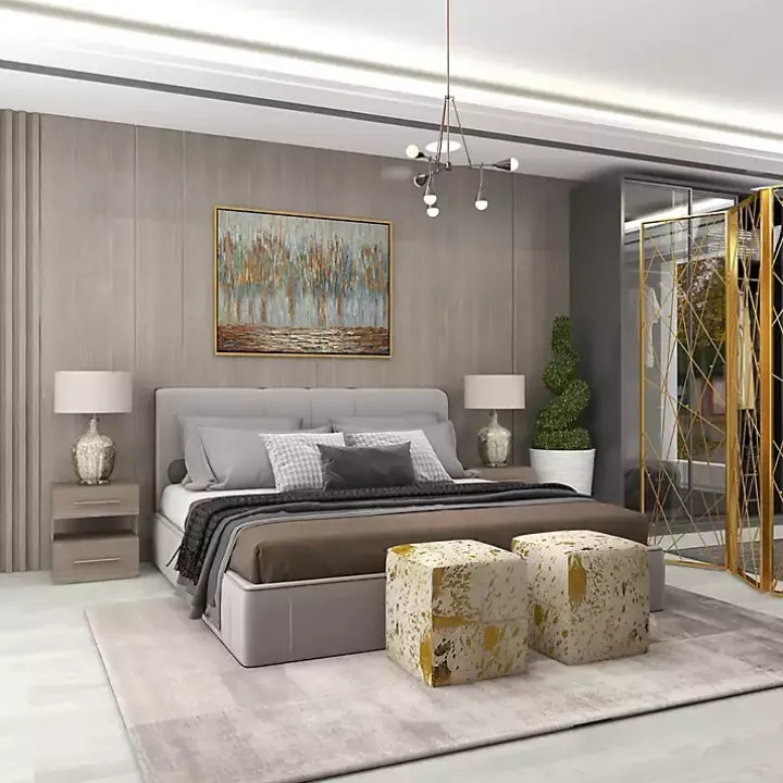 Beige Marbled Mercury Glass Table Lamp