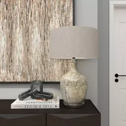 Beige Marbled Mercury Glass Table Lamp