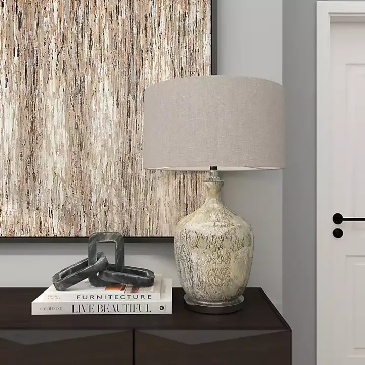 Beige Marbled Mercury Glass Table Lamp