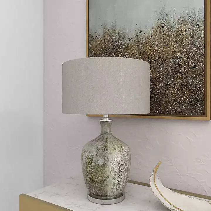 Beige Marbled Mercury Glass Table Lamp