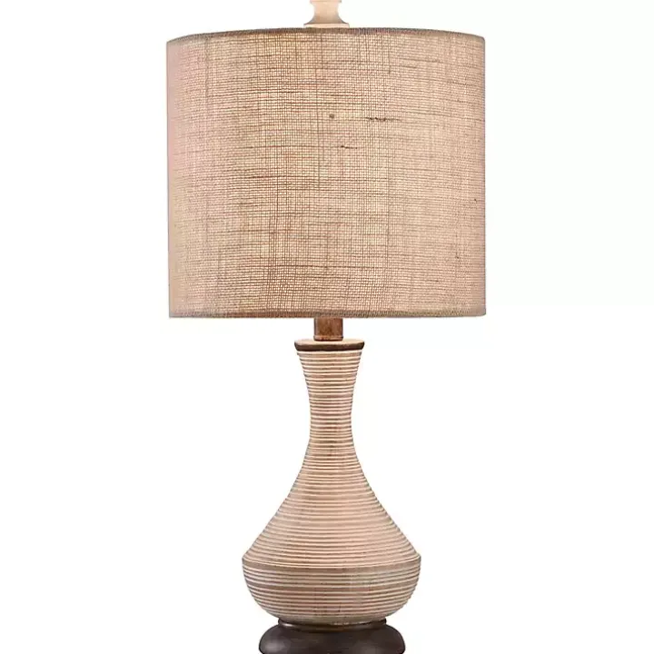 Beige Stripes Curved Table Lamp