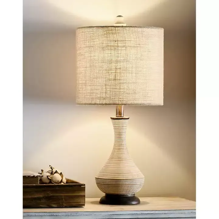 Beige Stripes Curved Table Lamp
