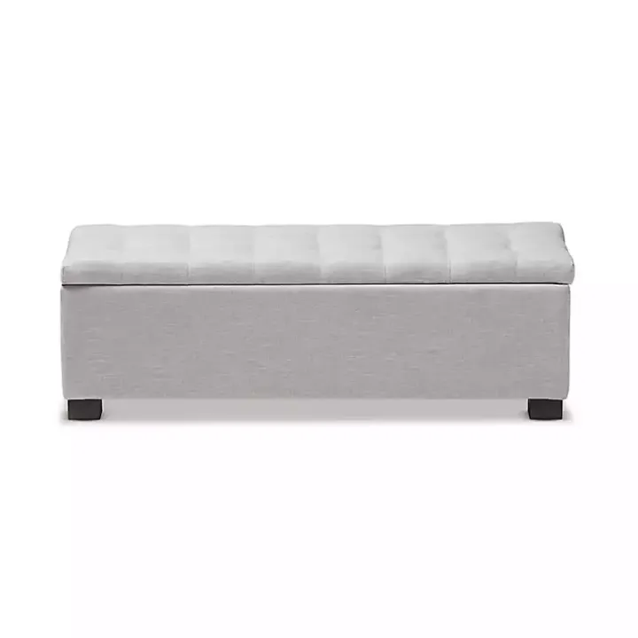 Beige Tufted Contemporary Storage Bench