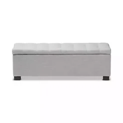 Beige Tufted Contemporary Storage Bench