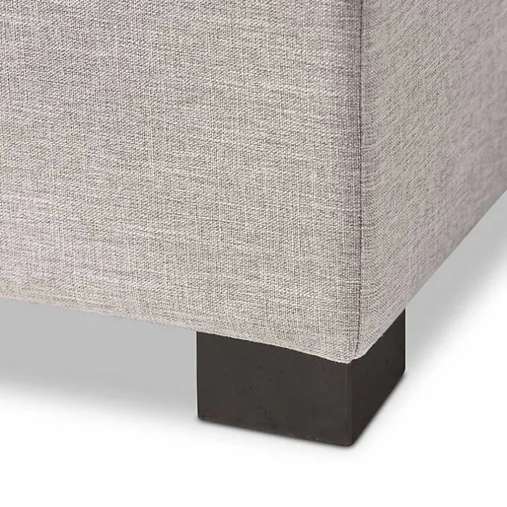 Beige Tufted Contemporary Storage Bench