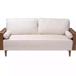 Beige Upholstered Harley Walnut Sofa