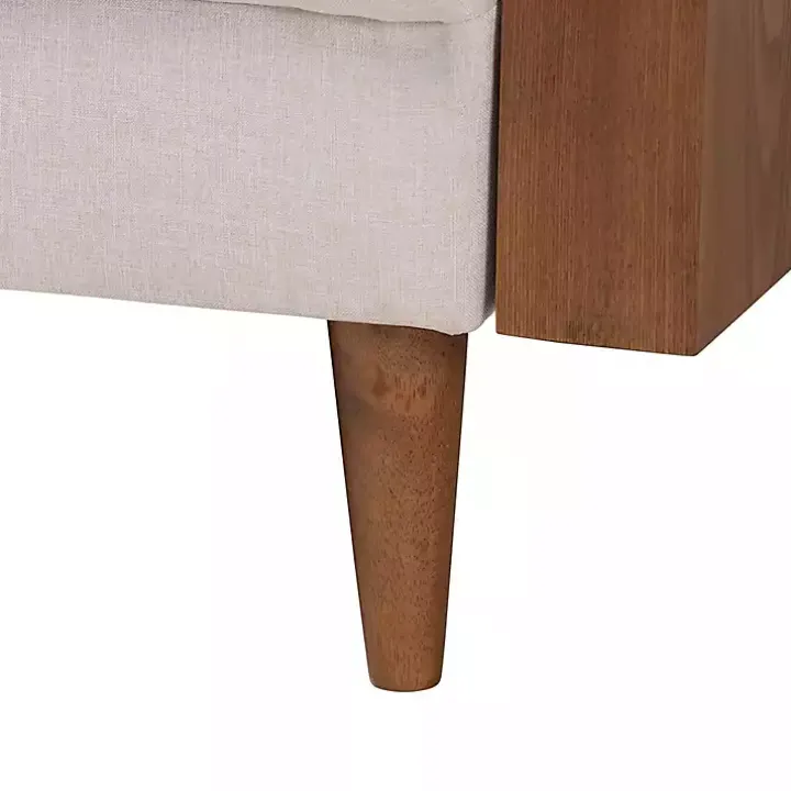 Beige Upholstered Harley Walnut Sofa