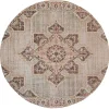 Beige Vintage Medallion Round Area Rug, 6 ft.