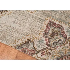 Beige Vintage Medallion Round Area Rug, 6 ft.