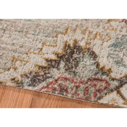 Beige Vintage Medallion Round Area Rug, 6 ft.