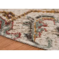 Beige Vintage Medallion Round Area Rug, 6 ft.