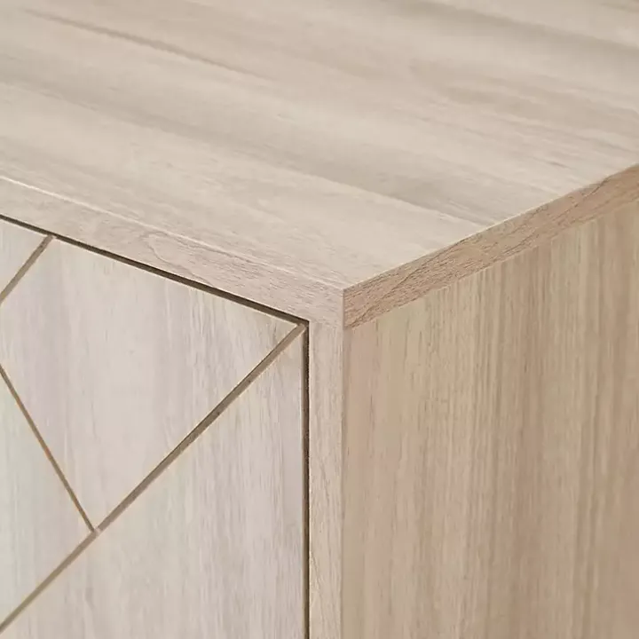 Birch Wood Herringbone 4-Door TV Stand