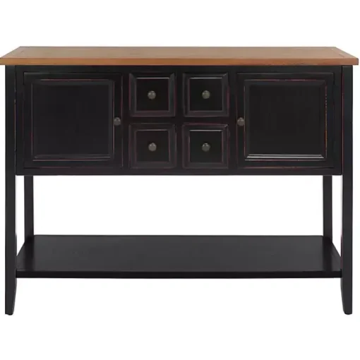 Black & Oak 4-Drawer Charlotte Sideboard