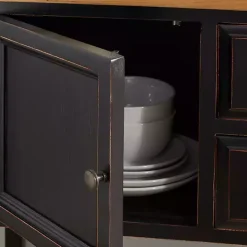Black & Oak 4-Drawer Charlotte Sideboard