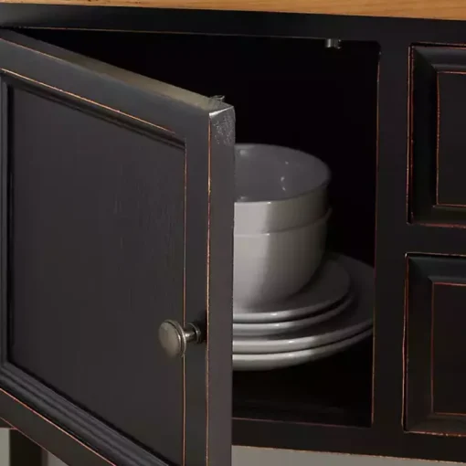 Black & Oak 4-Drawer Charlotte Sideboard