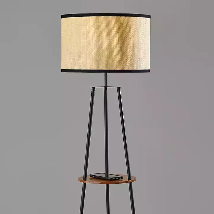 Black & Walnut Shelves Savannah Floor Lamp