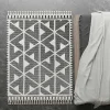 Black & White Geometric Shag Area Rug, 8x10