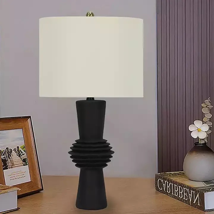 Black Abstract Column Table Lamp