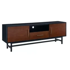 Black and Brown Wood 2-Door Media Cabinet